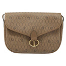 Christian Dior Honeycomb Canvas Shoulder Bag PVC Beige Gold Auth ka3491-2