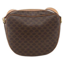CELINE Macadam Canvas Shoulder Bag PVC Leather Brown Gold Auth ka3495A-3