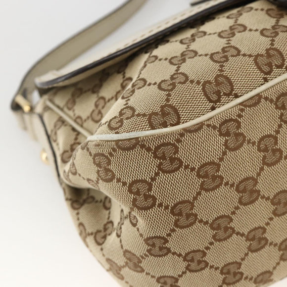GUCCI GG Canvas Shoulder Bag Beige Gold 308452 Auth ka3497