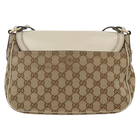 GUCCI GG Canvas Shoulder Bag Beige Gold 308452 Auth ka3497