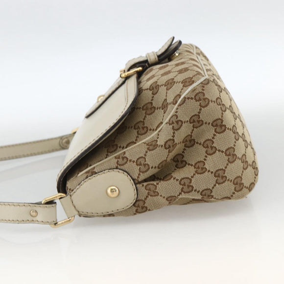 GUCCI GG Canvas Shoulder Bag Beige Gold 308452 Auth ka3497