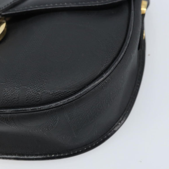 Christian Dior Trotter Canvas Shoulder Bag PVC Black Gold Auth ka3498A