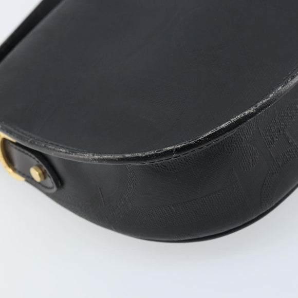 Christian Dior Trotter Canvas Shoulder Bag PVC Black Gold Auth ka3498A