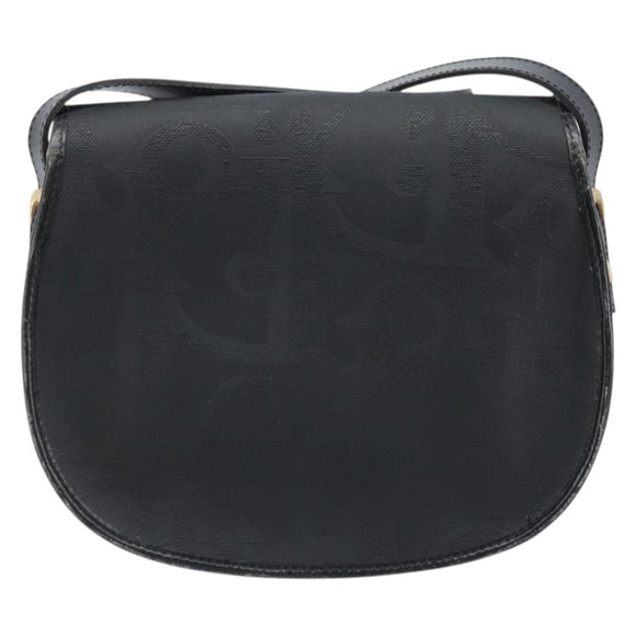 Christian Dior Trotter Canvas Shoulder Bag PVC Black Gold Auth ka3498A