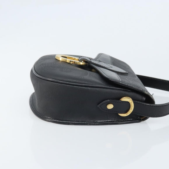 Christian Dior Trotter Canvas Shoulder Bag PVC Black Gold Auth ka3498A