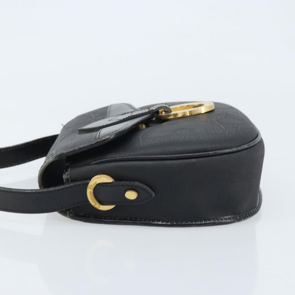 Christian Dior Trotter Canvas Shoulder Bag PVC Black Gold Auth ka3498A