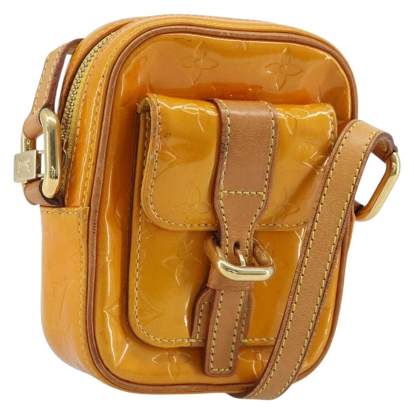 LOUIS VUITTON Monogram Vernis Christie PM Shoulder Bag Jaune M91110 Auth ka3499