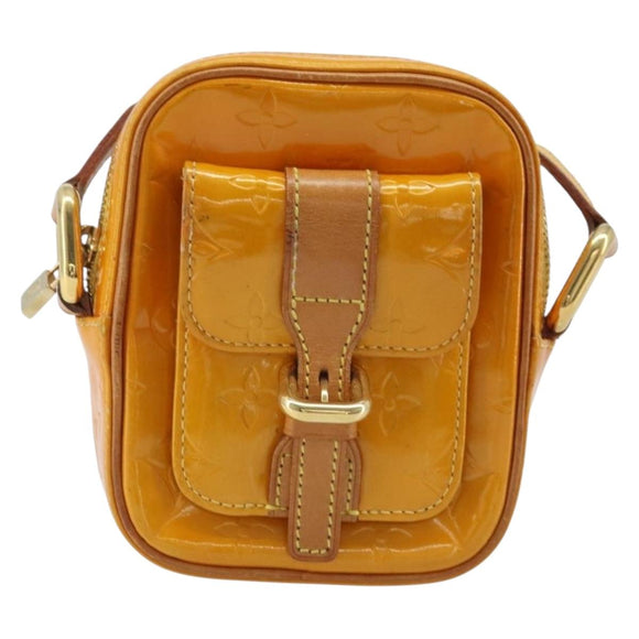 LOUIS VUITTON Monogram Vernis Christie PM Shoulder Bag Jaune M91110 Auth ka3499