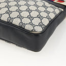 GUCCI Sherry Line GG Supreme Shoulder Bag PVC Navy Gold Red Auth ka3504A-10