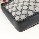 GUCCI Sherry Line GG Supreme Shoulder Bag PVC Navy Gold Red Auth ka3504A-11
