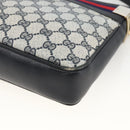 GUCCI Sherry Line GG Supreme Shoulder Bag PVC Navy Gold Red Auth ka3504A-12