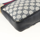 GUCCI Sherry Line GG Supreme Shoulder Bag PVC Navy Gold Red Auth ka3504A-13