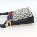 GUCCI Sherry Line GG Supreme Shoulder Bag PVC Navy Gold Red Auth ka3504A-4