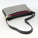GUCCI Sherry Line GG Supreme Shoulder Bag PVC Navy Gold Red Auth ka3504A-7