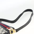 GUCCI Sherry Line GG Supreme Shoulder Bag PVC Navy Gold Red Auth ka3504A-8