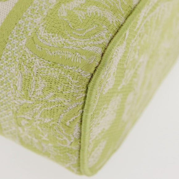 Christian Dior Toile d'Eau Vanity Bag Jacquard 2way Green Silver Auth ka3505M