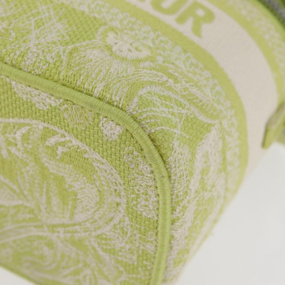 Christian Dior Toile d'Eau Vanity Bag Jacquard 2way Green Silver Auth ka3505M