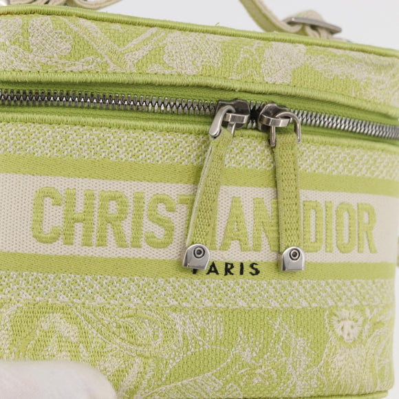 Christian Dior Toile d'Eau Vanity Bag Jacquard 2way Green Silver Auth ka3505M
