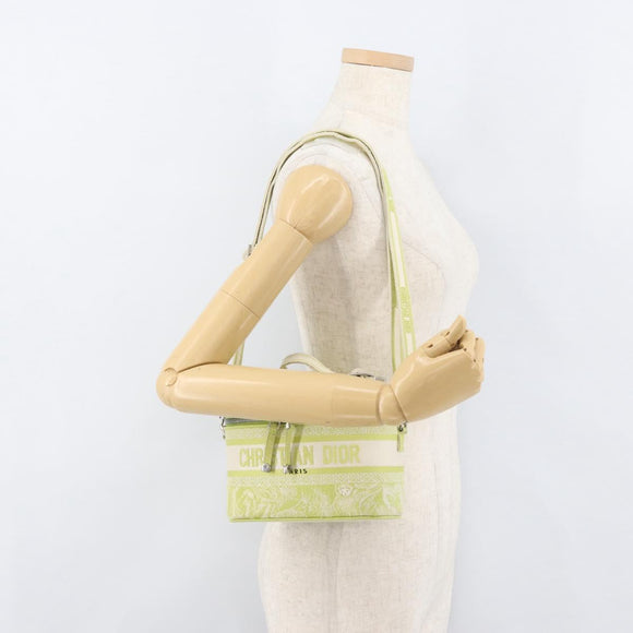 Christian Dior Toile d'Eau Vanity Bag Jacquard 2way Green Silver Auth ka3505M