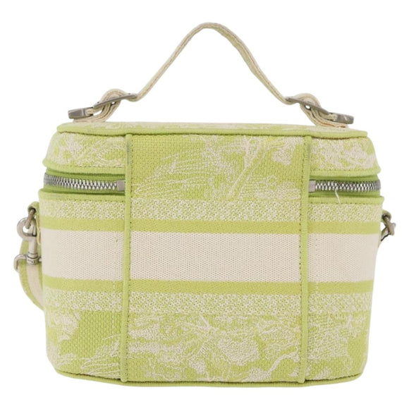 Christian Dior Toile d'Eau Vanity Bag Jacquard 2way Green Silver Auth ka3505M