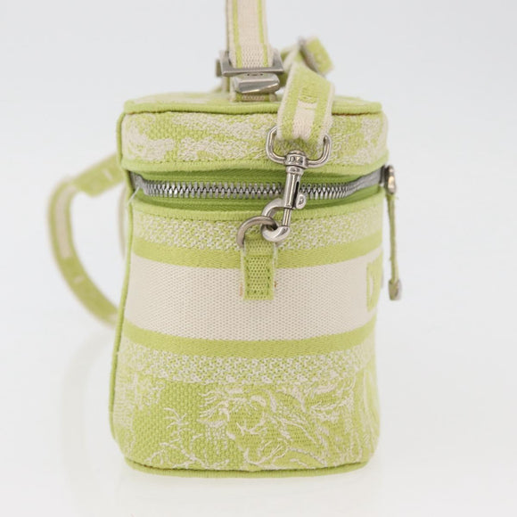 Christian Dior Toile d'Eau Vanity Bag Jacquard 2way Green Silver Auth ka3505M