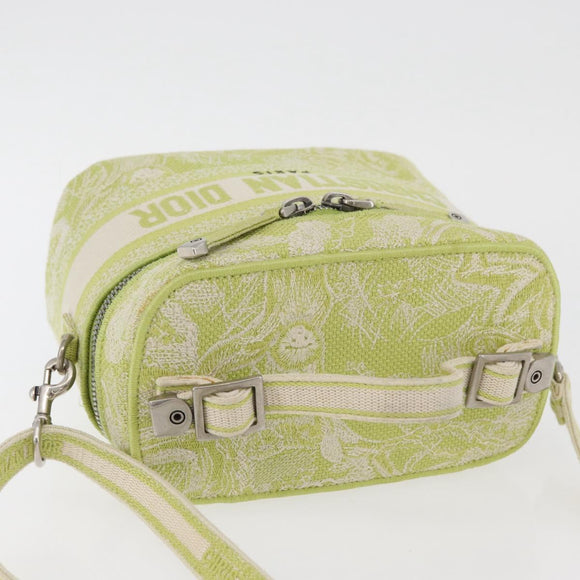 Christian Dior Toile d'Eau Vanity Bag Jacquard 2way Green Silver Auth ka3505M