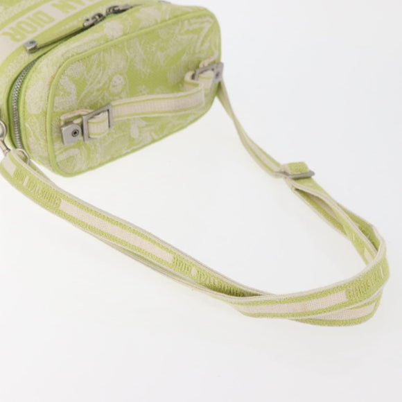 Christian Dior Toile d'Eau Vanity Bag Jacquard 2way Green Silver Auth ka3505M