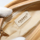 CHANEL Choco Bar Hand Bag Lamb Skin Beige Gold CC Auth ka3506-16