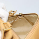 CHANEL Choco Bar Hand Bag Lamb Skin Beige Gold CC Auth ka3506-18