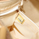 CHANEL Choco Bar Hand Bag Lamb Skin Beige Gold CC Auth ka3506-23