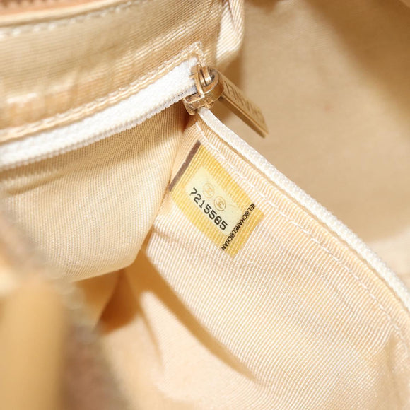 CHANEL Choco Bar Hand Bag Lamb Skin Beige Gold CC Auth ka3506