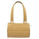 CHANEL Choco Bar Hand Bag Lamb Skin Beige Gold CC Auth ka3506-3