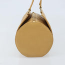 CHANEL Choco Bar Hand Bag Lamb Skin Beige Gold CC Auth ka3506-4