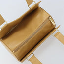 CHANEL Choco Bar Hand Bag Lamb Skin Beige Gold CC Auth ka3506-6