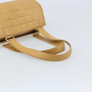 CHANEL Choco Bar Hand Bag Lamb Skin Beige Gold CC Auth ka3506-7