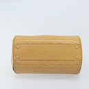 CHANEL Choco Bar Hand Bag Lamb Skin Beige Gold CC Auth ka3506-9