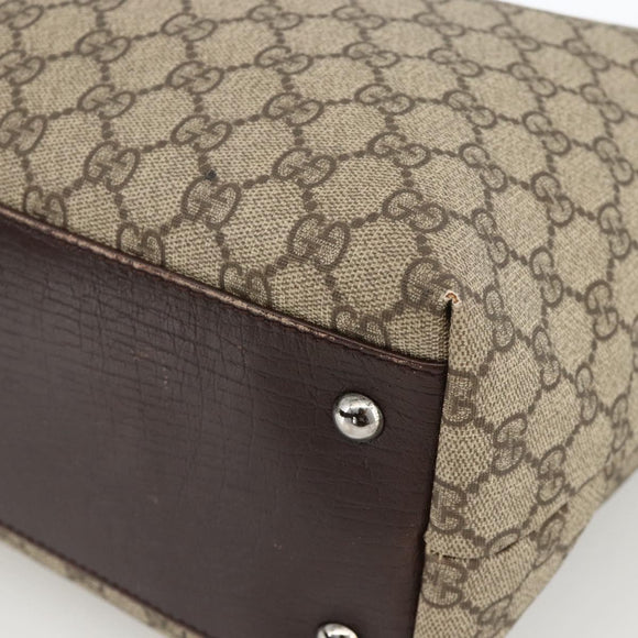 GUCCI GG Supreme Hand Bag PVC Beige Silver 131220 Auth ka3507