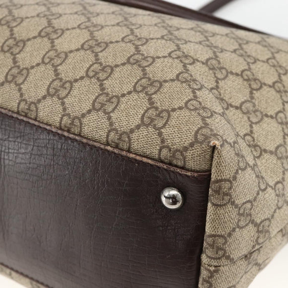 GUCCI GG Supreme Hand Bag PVC Beige Silver 131220 Auth ka3507