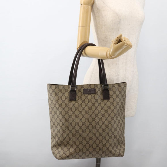 GUCCI GG Supreme Hand Bag PVC Beige Silver 131220 Auth ka3507
