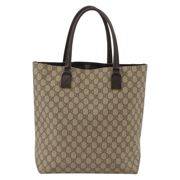 GUCCI GG Supreme Hand Bag PVC Beige Silver 131220 Auth ka3507
