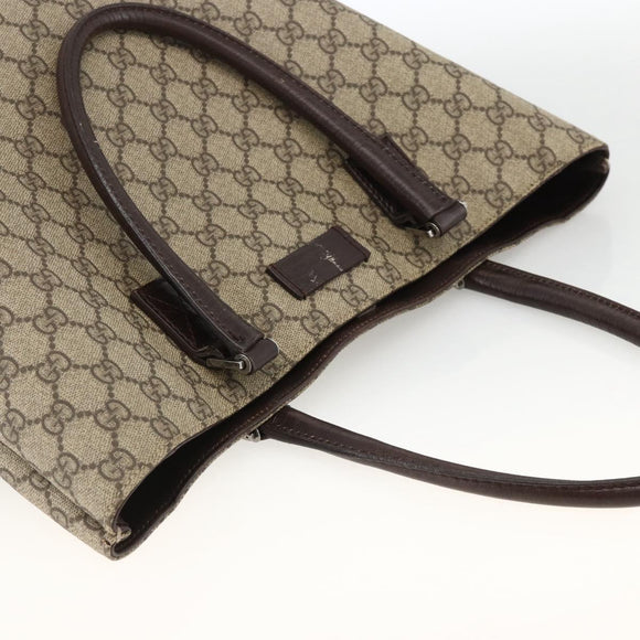 GUCCI GG Supreme Hand Bag PVC Beige Silver 131220 Auth ka3507