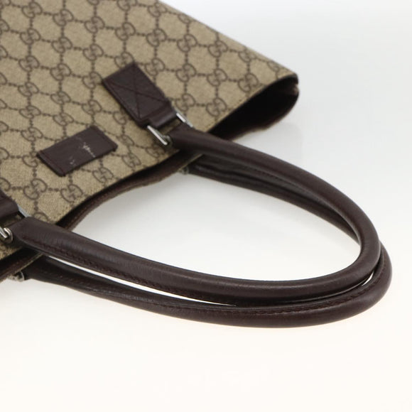 GUCCI GG Supreme Hand Bag PVC Beige Silver 131220 Auth ka3507