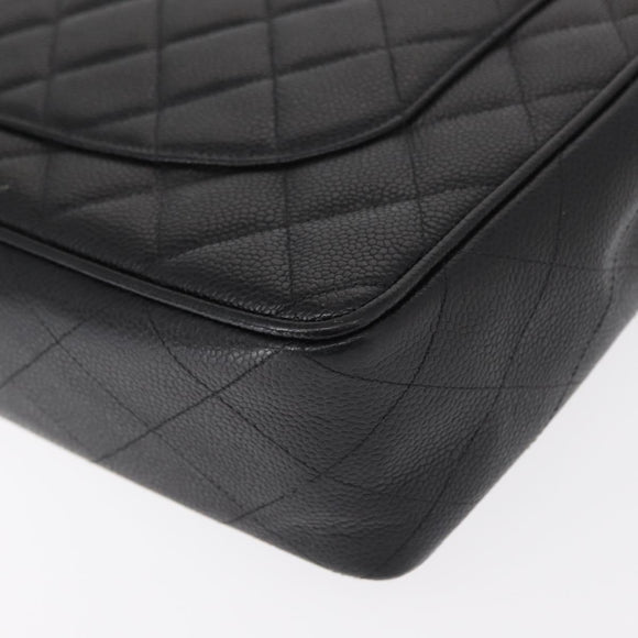 CHANEL Matelasse 30 Chain Shoulder Bag Caviar Skin Black Gold CC Auth ka350A