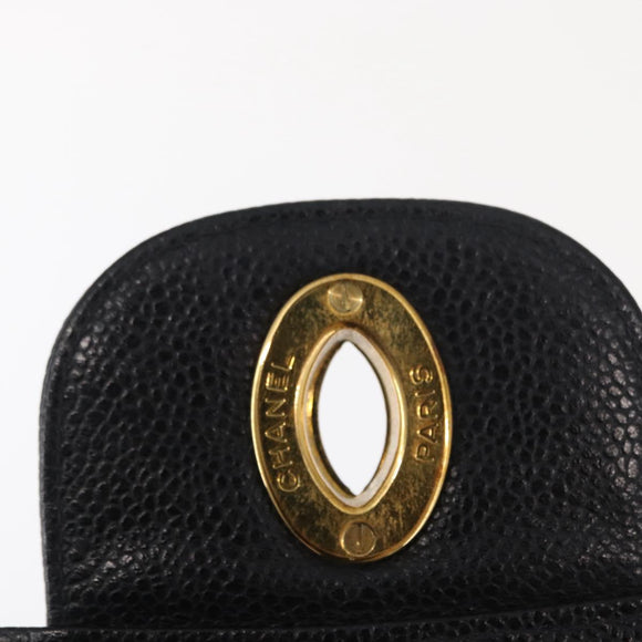 CHANEL Matelasse 30 Chain Shoulder Bag Caviar Skin Black Gold CC Auth ka350A