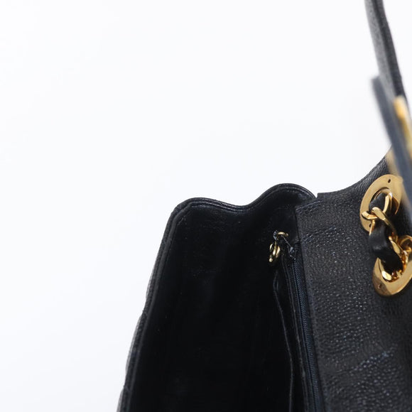 CHANEL Matelasse 30 Chain Shoulder Bag Caviar Skin Black Gold CC Auth ka350A