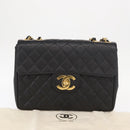 CHANEL Matelasse 30 Chain Shoulder Bag Caviar Skin Black Gold CC Auth ka350A-27