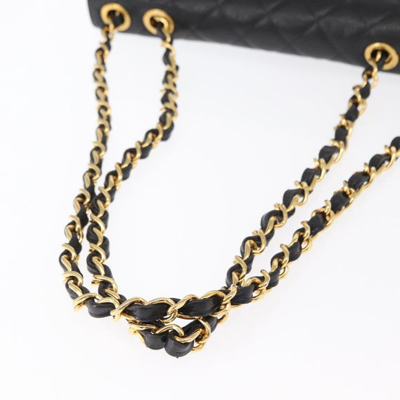 CHANEL Matelasse 30 Chain Shoulder Bag Caviar Skin Black Gold CC Auth ka350A