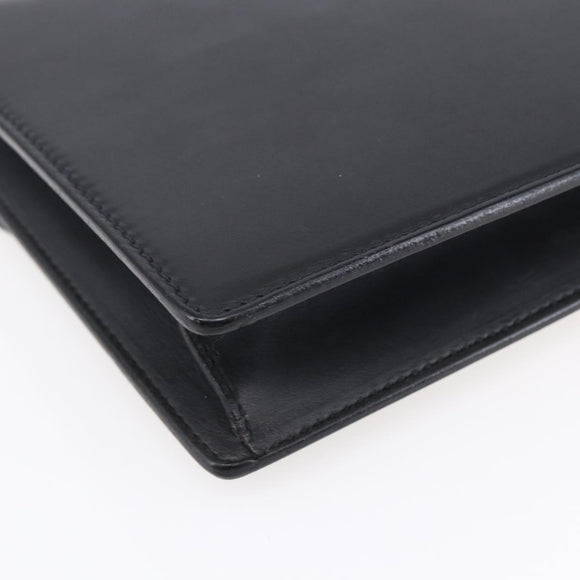 GUCCI Clutch Bag Leather Black Gold Auth ka351