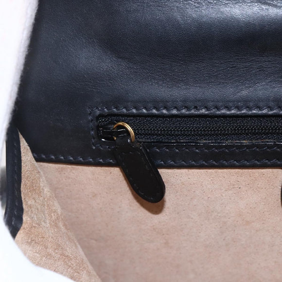 GUCCI Clutch Bag Leather Black Gold Auth ka351