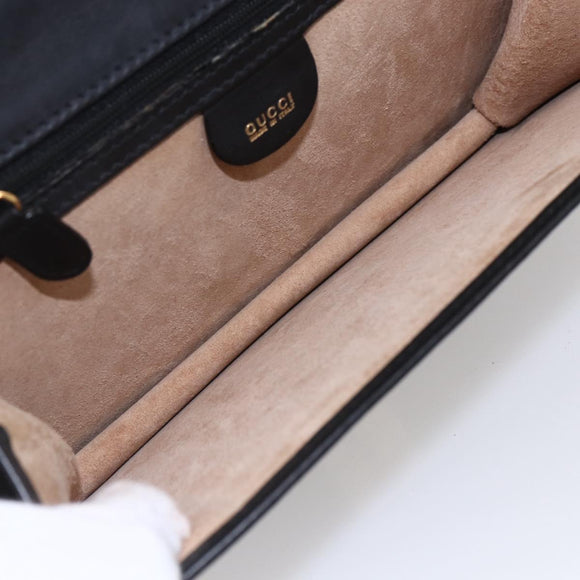 GUCCI Clutch Bag Leather Black Gold Auth ka351